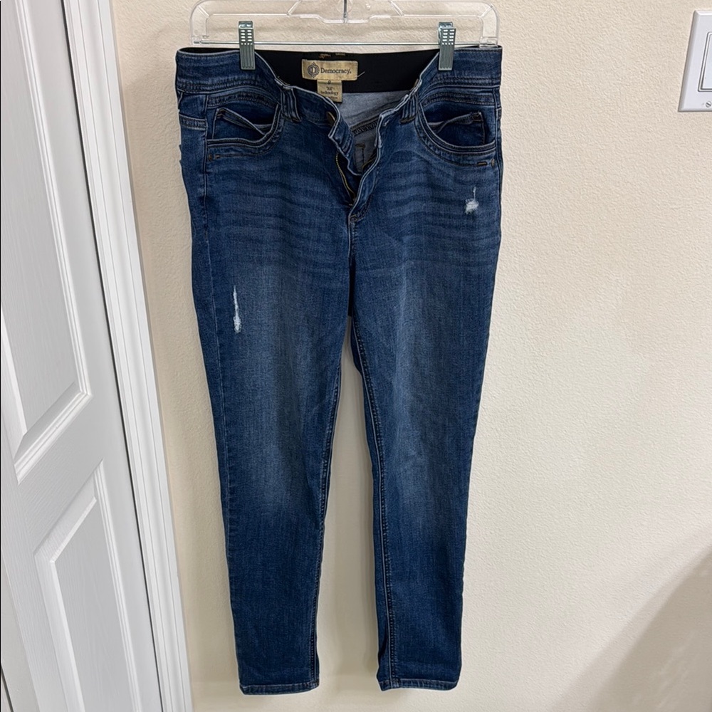 Democracy Blue Skinny Jeans with Distressed Details